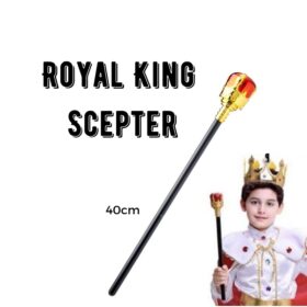 Çocuk Boy Altın Renk Kral Tacı ve Kırmızı Topuzlu Kral Asası (K0)