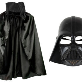 Çocuk Boy Yıldız Savaşları Star Wars Darth Vadet Maskesi ve 90 cm Pelerin Seti Siyah (K0)