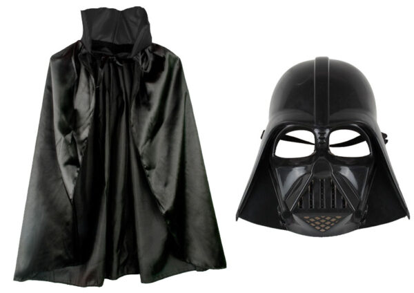 Çocuk Boy Yıldız Savaşları Star Wars Darth Vadet Maskesi ve 90 cm Pelerin Seti Siyah (K0)