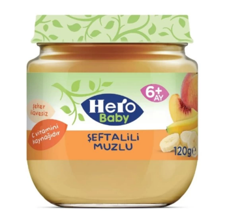 Çocuk Eğitici Gelişim Hero Baby Şeftalili Muzlu Kavanoz Mama 120 Gr