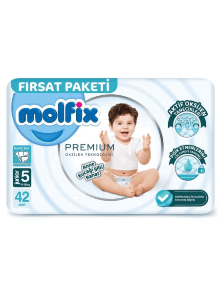 Çocuk Molfix Premium Bebek Bezi Fırsat Paketi 5 Beden 11-18 Kg 42 Adet