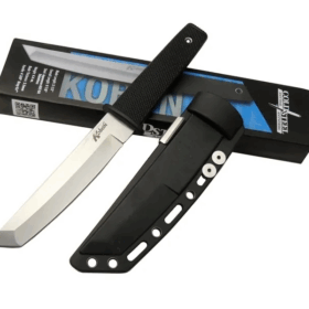Cold Steel Aus 8a Kobun Tanto Outdoor / Av Bıçağı 25cm - Kılıflı, Kutulu, Siyah Plastik Sap