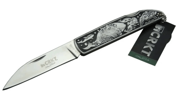 Cr 0102 Kamp Çakı 20 Cm - Balık Desenli Metal Sap, Kılıflı, Kutulu