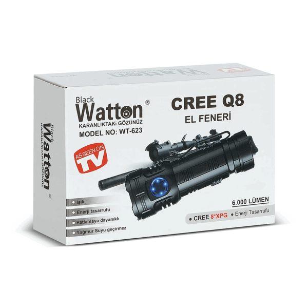 Cree Q8- Xpg 8+1 Led  Şarjlı El Feneri  Wt-623 - Görsel 4
