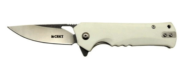 Crkt Muskie 202 Awy Beyaz Kamp / Outdoor Çakı 18cm - Yarı Otomatik, Kemerlikli, Kutulu