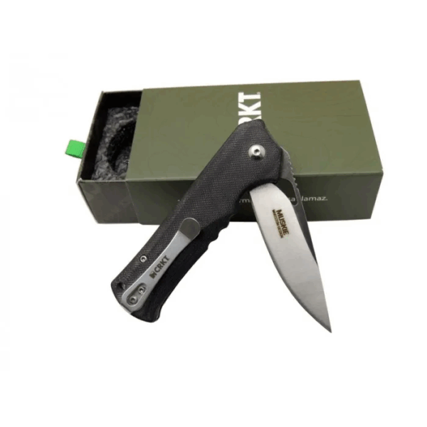 Crkt Muskie 202 Bk Siyah Kamp / Outdoor Çakı 18 Cm - Yarı Otomatik, Kemerlikli, Kutulu - Görsel 2