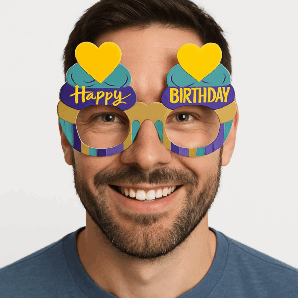 Cupcake Temalı Doğum Günü Renkli Karton Happy Birthday Gözlüğü 6 Adet - Görsel 2