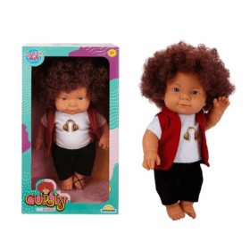 Çocuk Curly Bebek Tulumlu Elbiseli Et Bebek 35 cm