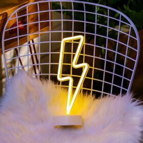 Dekoratif Şimşek Şeklinde Pilli Neon Led Lamba Süs Masa Lambası (K0)