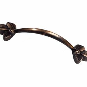 Dekoratif Zamak Yaprak Kulp - 96mm, Eskitme, 1 Adet