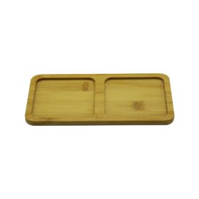 DİKDÖRTGEN - 2 BÖLMELİ - 10X19.5CM  AHŞAP BAMBU YAĞDANLIK ALTLIK (K0)
