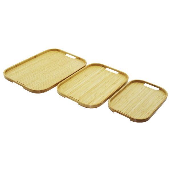 DİKDÖRTGEN - 3 BOY BAMBU AHŞAP TEPSİ SETİ 22X33--28X40--33X45CM (K0)