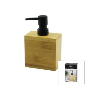 DİKDÖRTGEN  AHŞAP BAMBU SIVI SABUNLUK  SİYAH PLASTİK POMPA   5.8 X 9.9CM - Y: 10CM (K0)