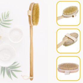 Doğal At Kılı Selülit Karşıtı Sapı Çıkabilen Ahşap Banyo Fırçası (K0)