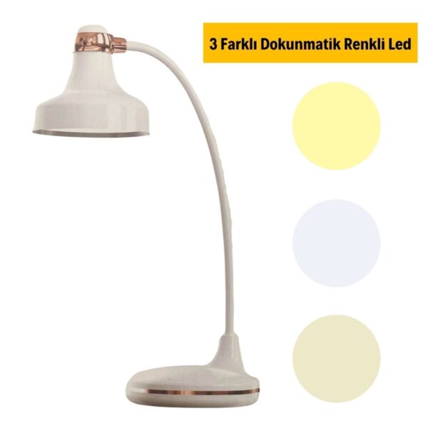 Dokunmatik 3 Farklı LED Işıklı Çalışma Masası Üstü Lamba (K0) - Görsel 5