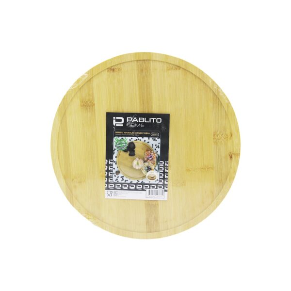DÖNER TABLALI  AHŞAP BAMBU SUNUM TEPSİSİ - MİNİ SOFRA YUVARLAK=30CM (K0)
