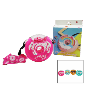DONUT MODELİ RENKLİ MİKA KRİSTAL SULUK MATARA PİPETLİ - ASKILI 380ML (K0)