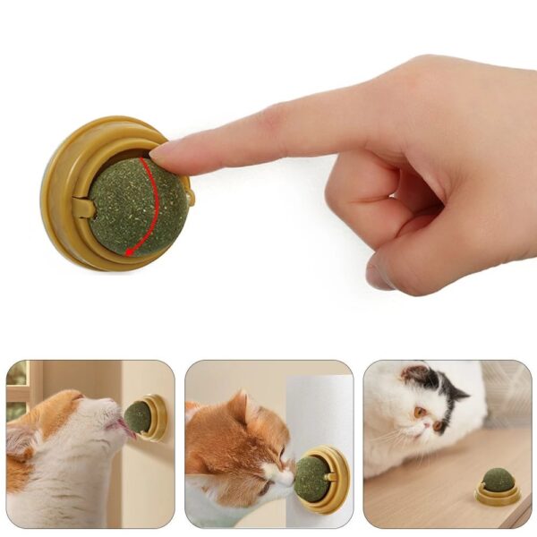 Duvara Yapışan Dönen Kedi Nanesi Cat Mint Oyun Topu Doğal Catnipli Kedi Oyuncağı (K0) - Görsel 2
