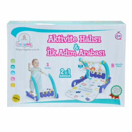 Çocuk E0633 Aktivite Halısı&İlk Adım Arabası 2IN1 -Mavi ,Birlik