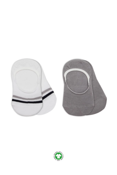 Eğitici Oyuncak Bistyle 2'Li Penye Babet Silikon Çemberli Çorap 30102 Gri Beyaz