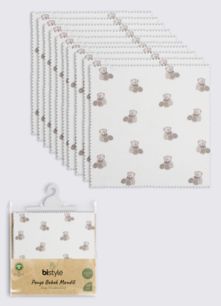 Eğitici Oyuncak Bistyle Bear 20x20 10'Lu Penye Mendil 90162 Ekru