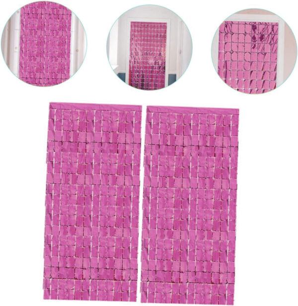 Ekstra Metalize Rose Gold Renk Disko Dikdörtgen Kesim Kapı Perdesi Dekorasyon 1x2 Metre (K0) - Görsel 3