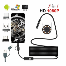 Endoskop 3 İn 1 Yılan Kamera Usb Micro Usb Type-c 20 Metre Sert Kablo