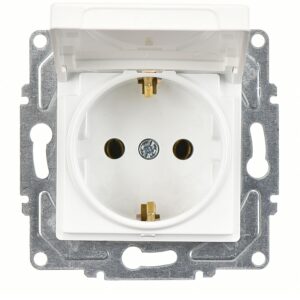 Günsan Eqona Beyaz Kapaklı Topraklı Priz- 16A 250V - Vidalı