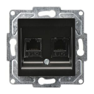 Günsan Eqona Metalik Siyah Vidalı Data & Nümeris Telefon Prizi (RJ45 Cat6 + Cat3)