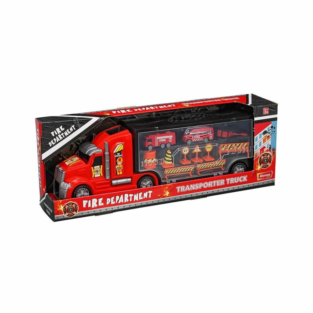 Çocuk ERN-875 Heroes Toys Çantalı İtfaiye Taşıyıcı Tır Seti - Eren Oyuncak - Görsel 4