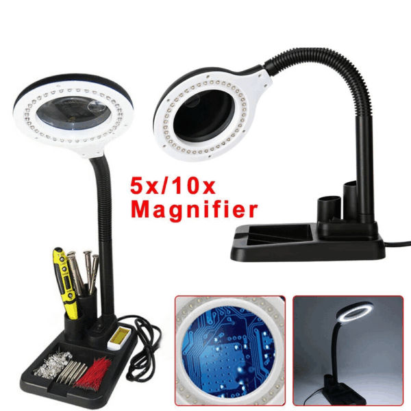 Esnek 5x /10x,40 Led Işıklı Büyüteç ,lamba  Büyüteç Okuma, Çalışma Lehim Masa Lambası A808 - Görsel 2