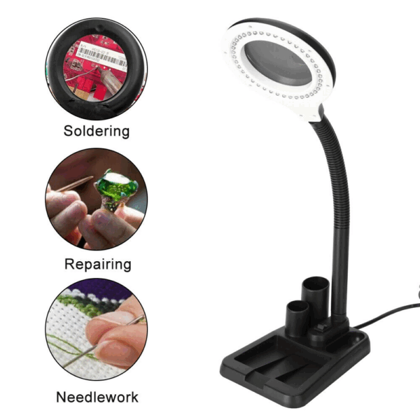 Esnek 5x /10x,40 Led Işıklı Büyüteç ,lamba  Büyüteç Okuma, Çalışma Lehim Masa Lambası A808 - Görsel 3