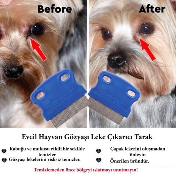 Evcil Hayvan Kedi Köpek Pire Tarağı ve Köpek Gözyaşı Lekesi Tarağı (K0) - Görsel 2