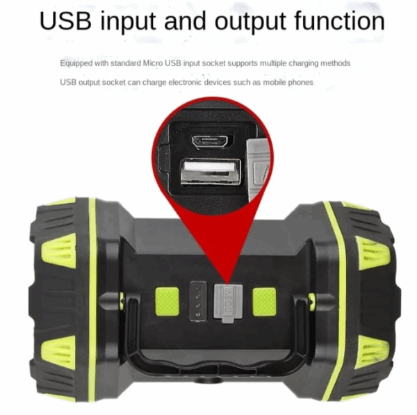 F-262 Yeni Güçlü Çift Taraflı Taşınabilir Spot Ve Işıldak Usb Powerbank Şarjlı Fener - Görsel 3