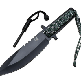 F19 Ty0453 Magnezyum Kamp Bıçağı 27 Cm - Paracord İpli Saplı, Kılıflı