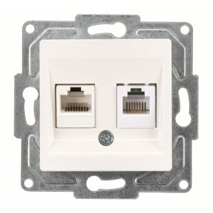 Günsan Eqona Fildişi Beyazı Vidalı Data & Nümeris Telefon Prizi  (RJ45 Cat6 + Cat3)