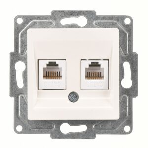 Günsan Eqona Fildişi Beyazı Vidalı İkili Nümeris Telefon Prizi (2 x Cat3)