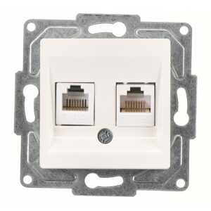 Günsan Eqona Fildişi Beyazı Vidalı Data & Nümeris Telefon Prizi (RJ45 Cat5E + Cat3)