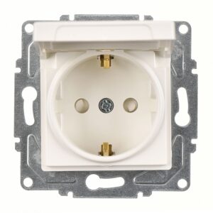 Günsan Eqona Fildişi Beyazı Çocuk Korumalı Kapaklı Topraklı Priz- 16A 250V - Vidalı