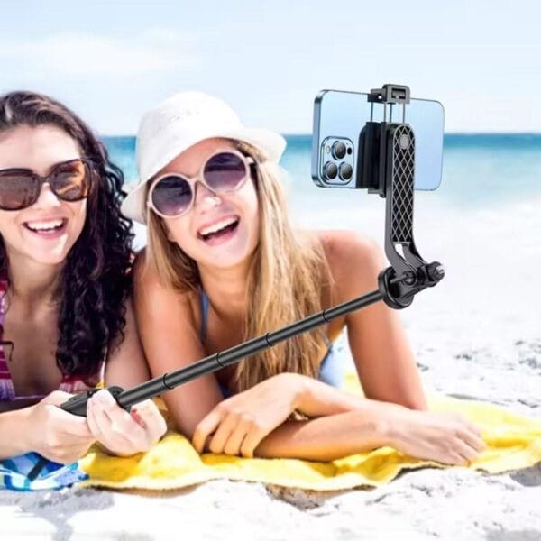 Fotoğraf Makinası ve Telefon Takılabilen 2si 1 Arada 2.2m Uzayan Selfie Çubuğu Kumandalı Tripod (K0) - Görsel 2