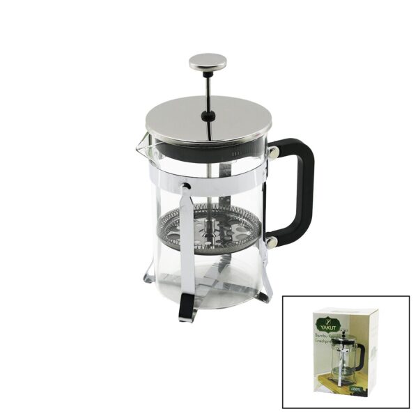 FRECHPRESS  600ML   CAM  BİTKİ SÜZGEÇİ METAL KAFES - PLASTİK SAPLI METAL KAPLAMALI PLS.KAPAK (K0)