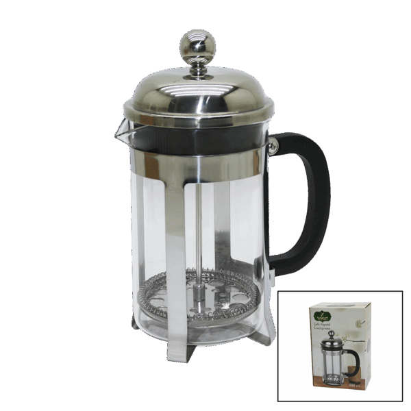 FRENCH PRESS 800ML - METAL KAFES - KAPAK CAM BİTKİ SÜZGEÇ PLASTİK KULPLU (K0)