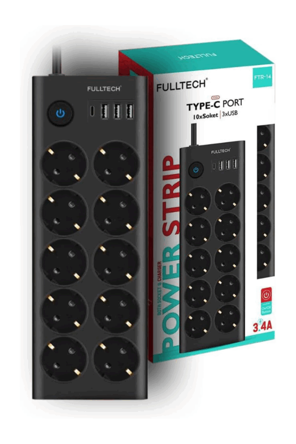 Ftr14 Type-c Girişli Akım Korumalı 10’lu Priz, 3 Usb - Görsel 2