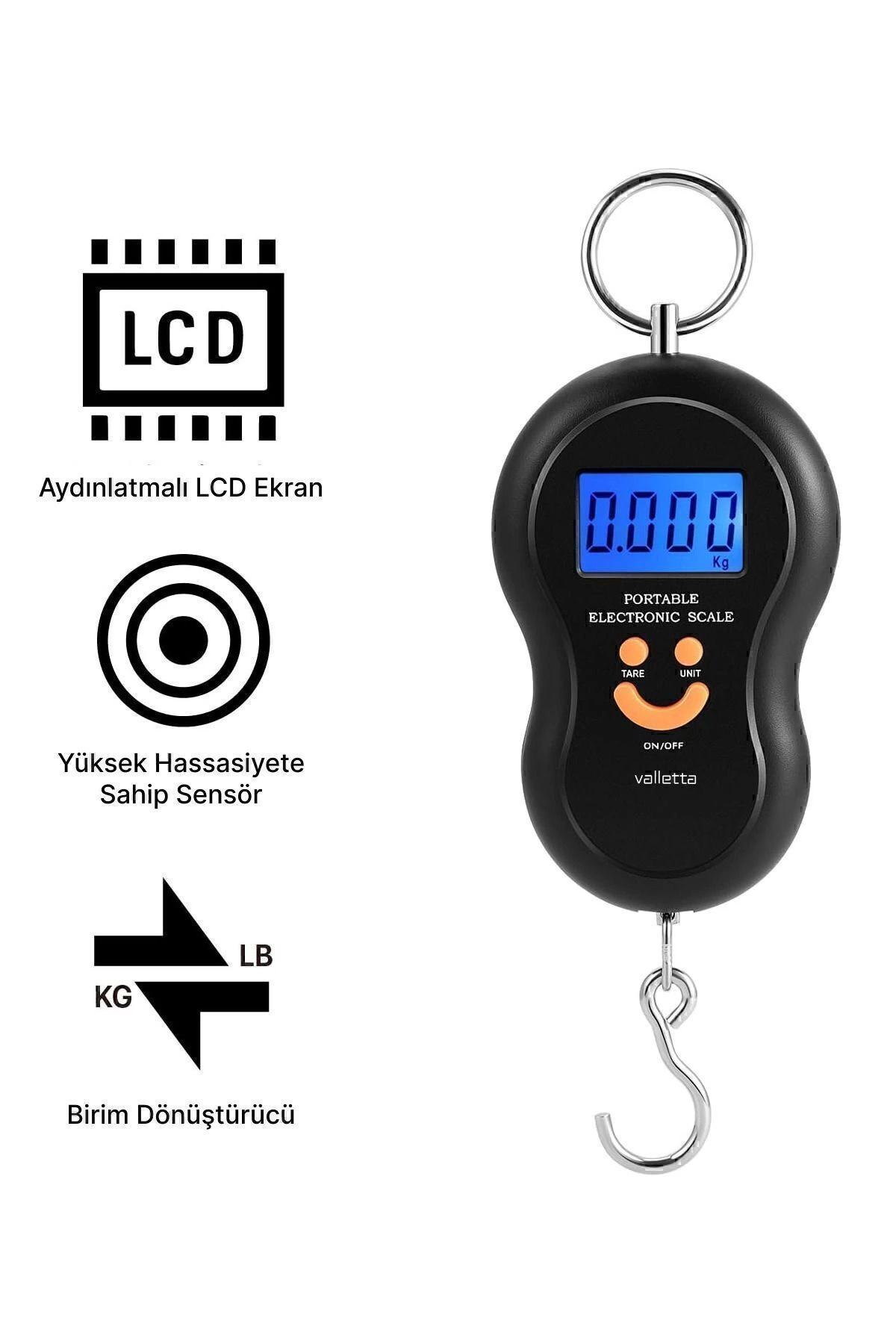 Fuego Pil Hediyeli Pratik Bagaj Valiz Bavul Ağırlık Ölçme Tartısı Çanta Kilo Terazisi 50 Kg - Görsel 2