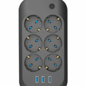 Termal Akım Korumalı, Çocuk Korumalı, 6’lı 2 Mt Uzatma Kablosu 6 X Priz, 3 X Usb