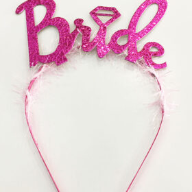 Fuşya Renk Bekarlığa Veda İtalik Yazı Alyanslı Bride Taç (K0)
