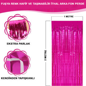 Fuşya Renk Ekstra Metalize Parlak Saçaklı Arka Fon Perde İthal A Kalite 1x2 Metre (K0)