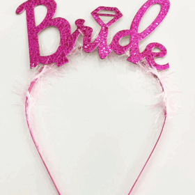 Fuşya Renk Bekarlığa Veda İtalik Yazı Alyanslı Bride Taç