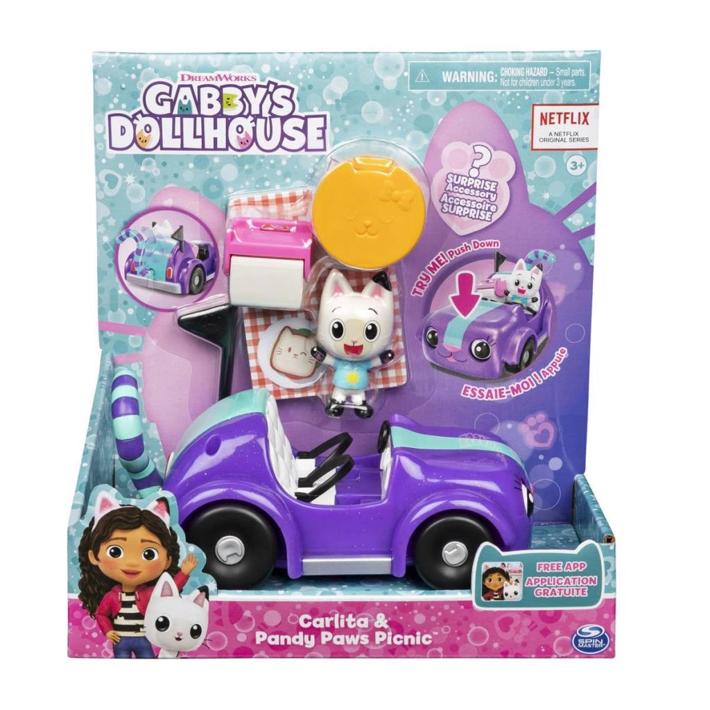 Gabbys Dollhouse Pandy Paws ve Carlita Araba Eğlenceli Araba Oyuncağı - Görsel 5