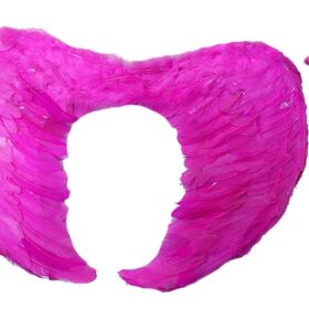 Gerçek Tüylü Katlanabilir Çocuk Pembe Melek Kanadı ve Asa Seti 40x55 cm (K0)